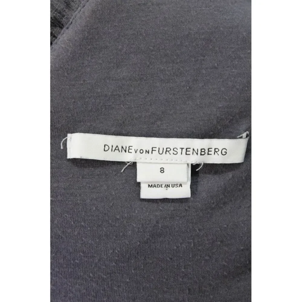 Diane Von Furstenberg Womens Textured Long Sleeve Zipped Dress Purple Size 8 - Picture 5 of 7